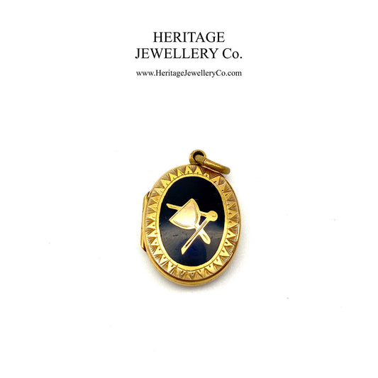 Antique Gold and Enamel Masonic Mourning Locket