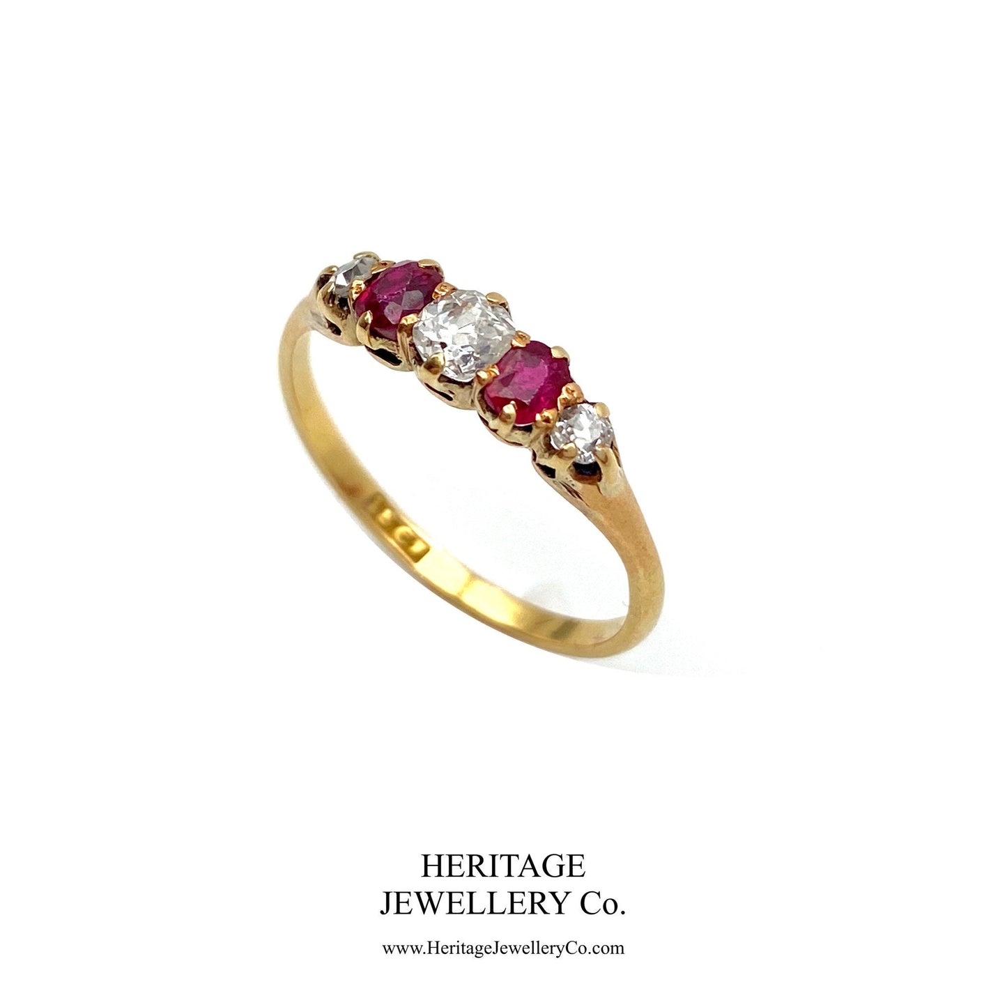 Antique Ruby and Diamond Half-Hoop Ring