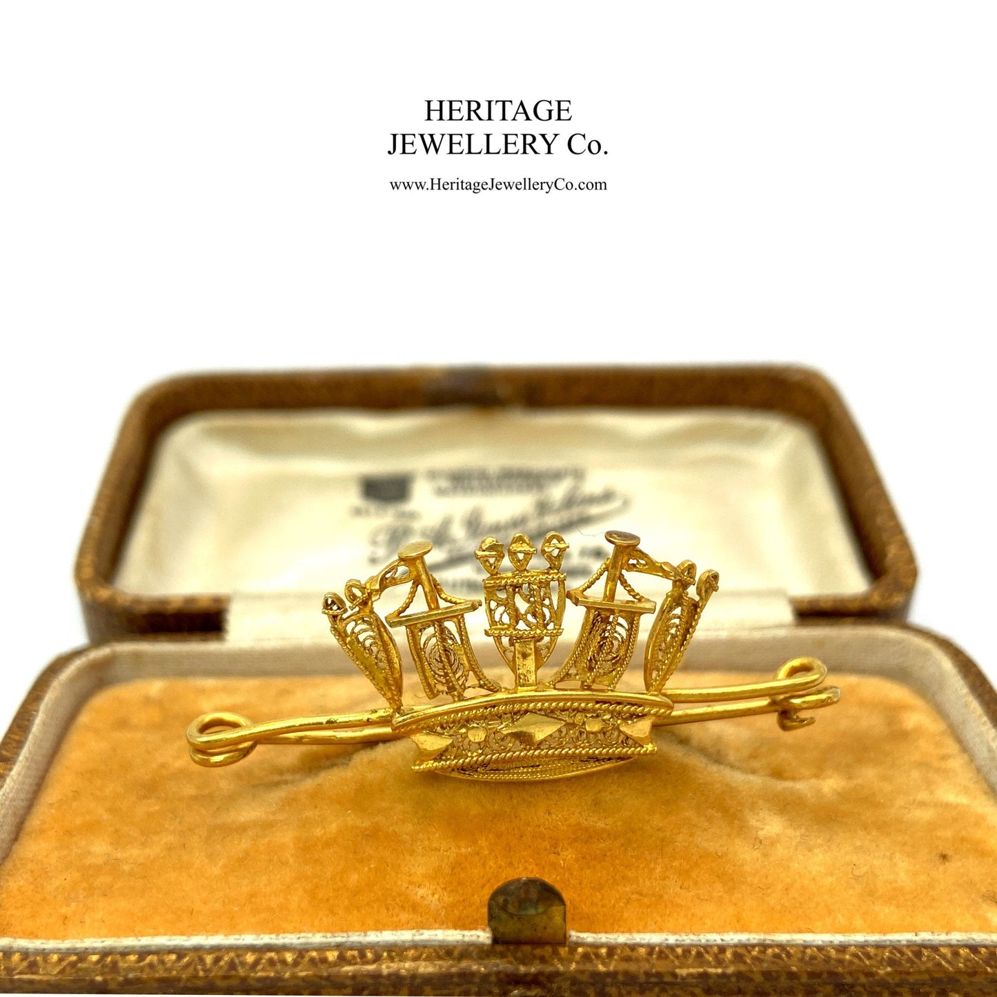 Antique Victorian Gold Naval Crown Brooch