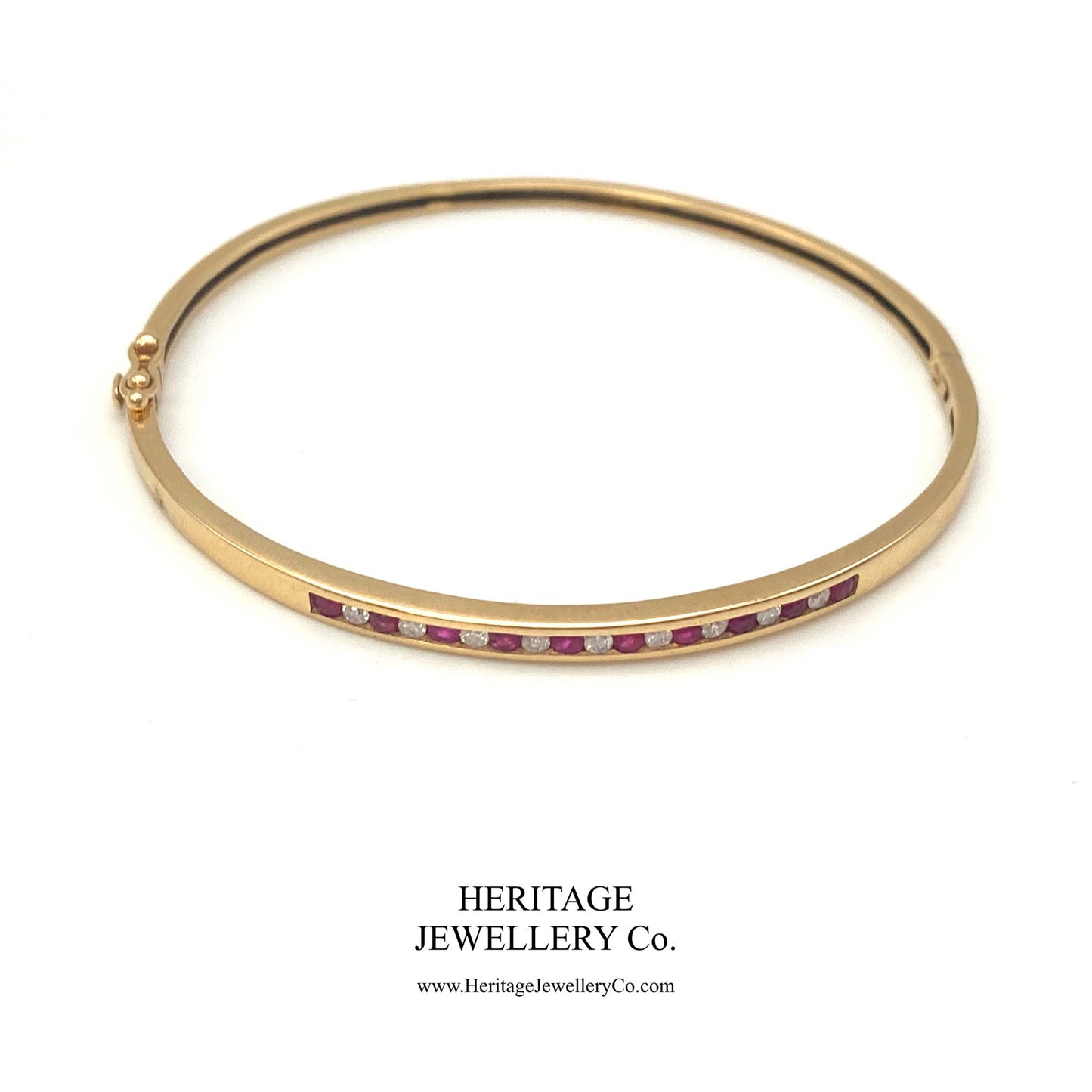 Vintage Gold Bangle Bracelet set with Ruby and Diamond
