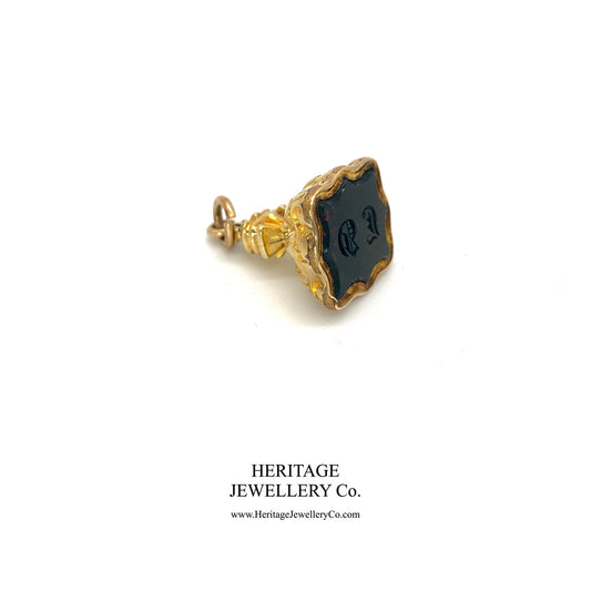 Gold Bloodstone Fob Seal Pendant