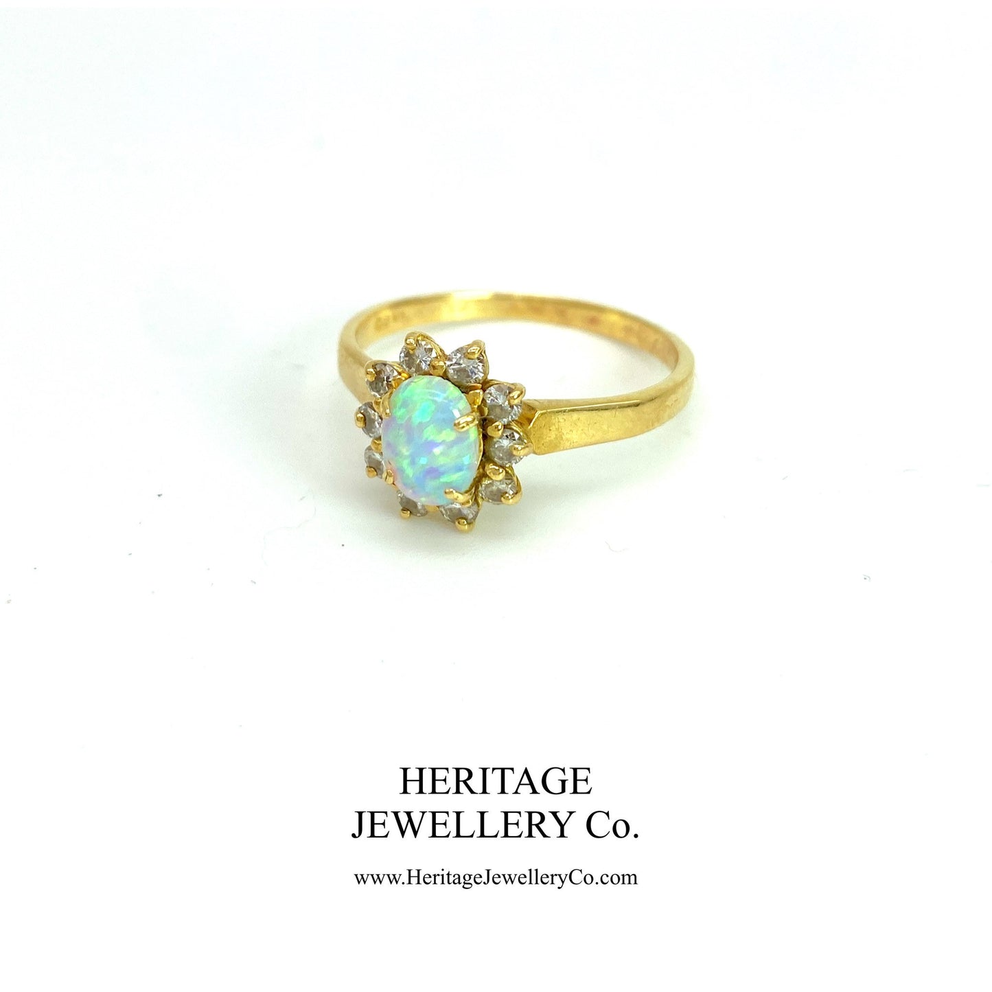 Vintage Fiery Opal and Diamond Ring