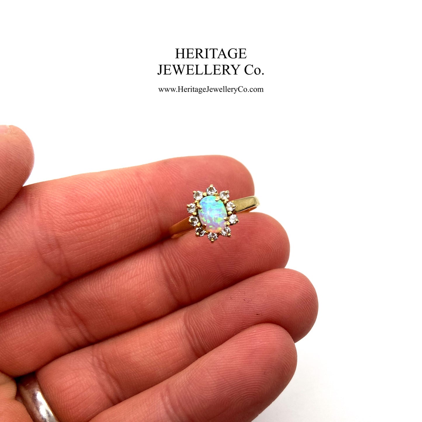 Vintage Fiery Opal and Diamond Ring