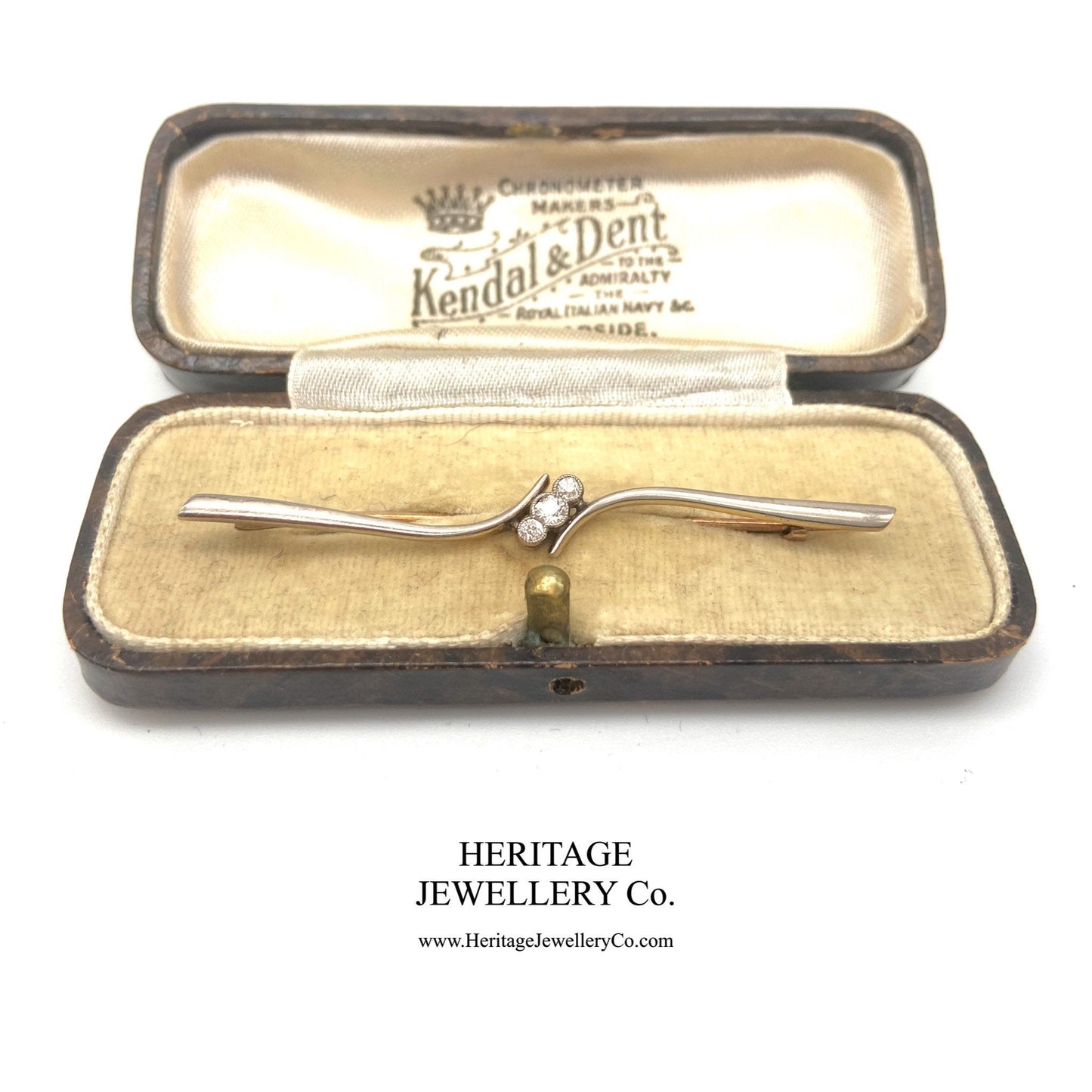 Art Deco 3-Stone Diamond Bar Brooch