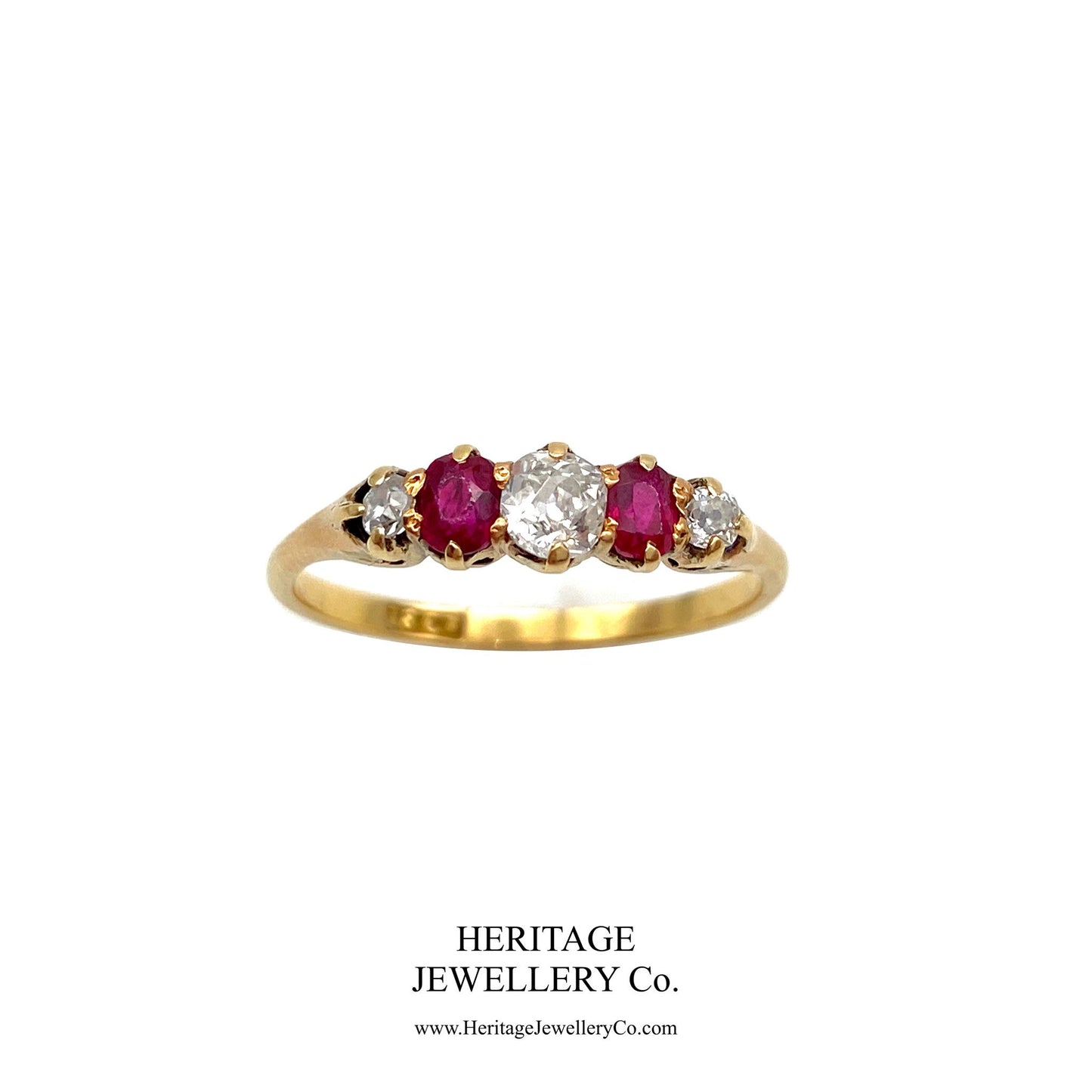 Antique Ruby and Diamond Half-Hoop Ring