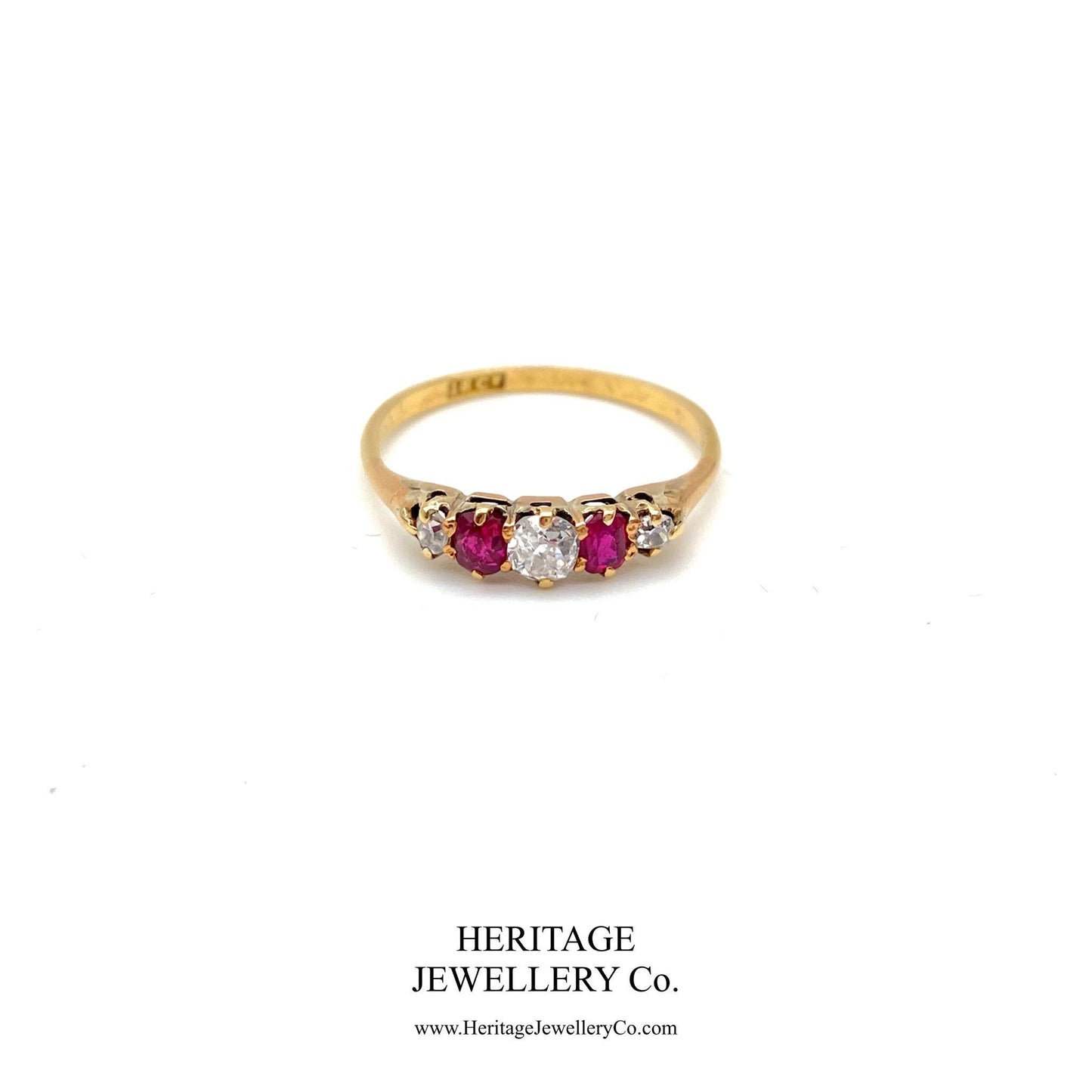 Antique Ruby and Diamond Half-Hoop Ring