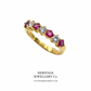 Ruby and Diamond Half Eternity Band Ring