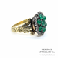Cabochon Emerald and Rose Diamond Ring