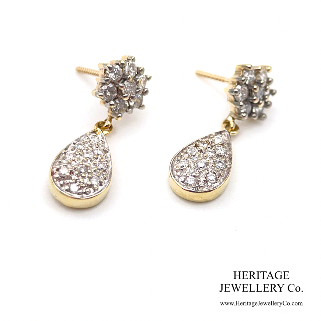 Vintage Diamond Drop Earrings (9ct gold; 1.0ct)