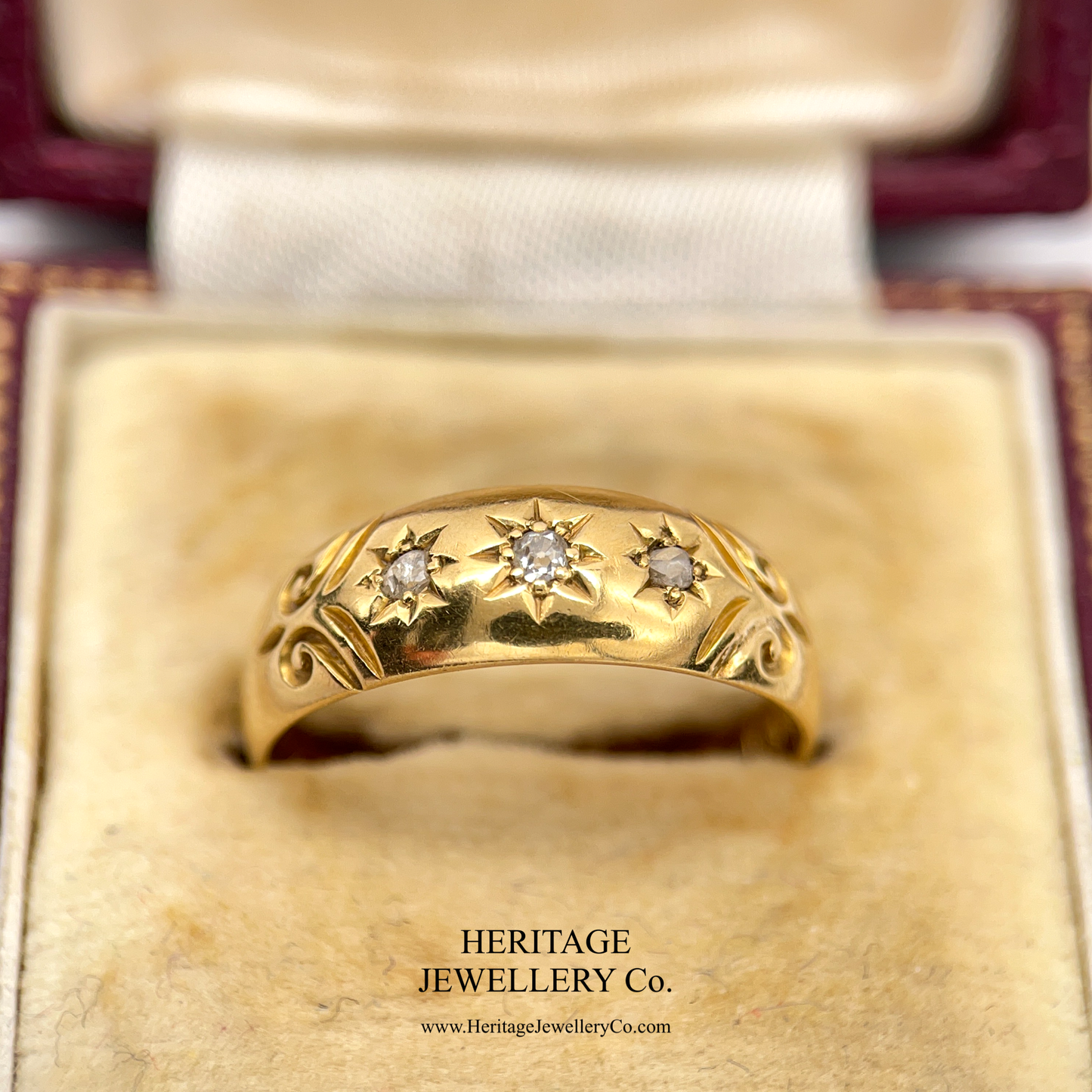 Victorian 3-Stone Diamond Gypsy Ring (c. 1876)