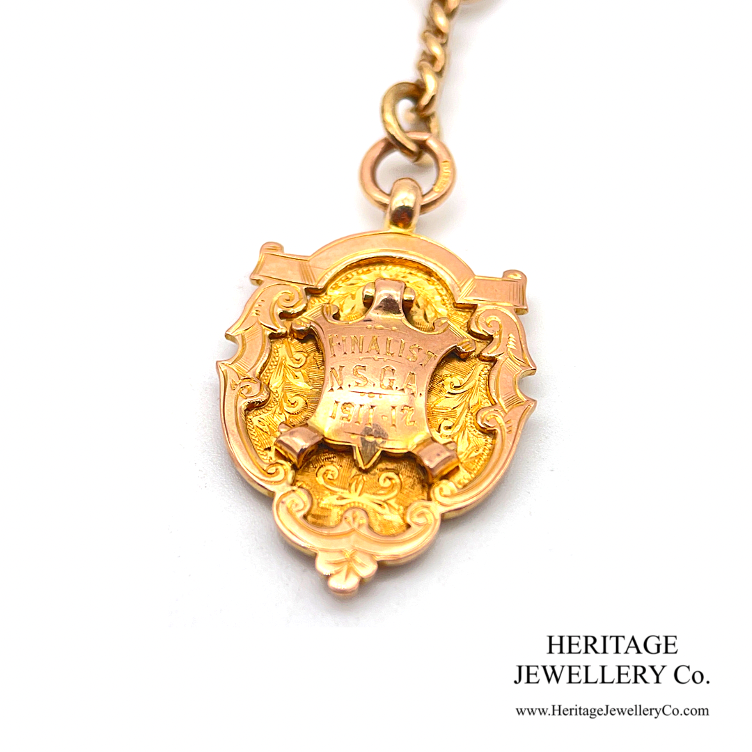 Antique Gold Albert Chain with T-Bar and Medallion Fob (9ct gold)