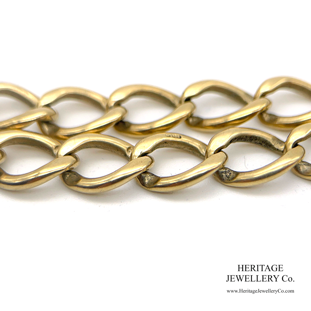 Gold Curb Bracelet with Heart Padlock (21.3g; 9ct gold)