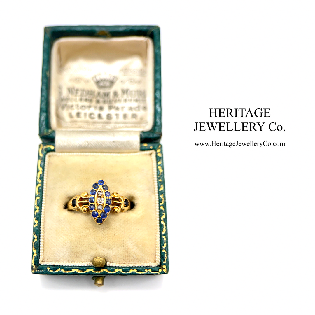 Antique Sapphire & Diamond Marquise Cluster Ring (c. 1890)