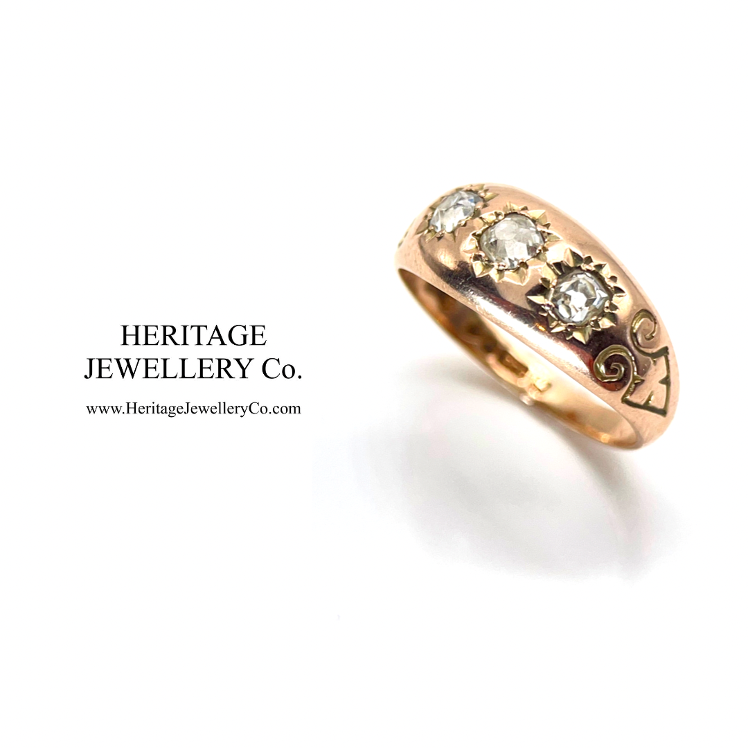 Edwardian 3-Stone Diamond Gypsy Ring (c.1906)