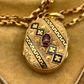 Antique French Gold, Garnet and Enamel Locket (18ct gold)