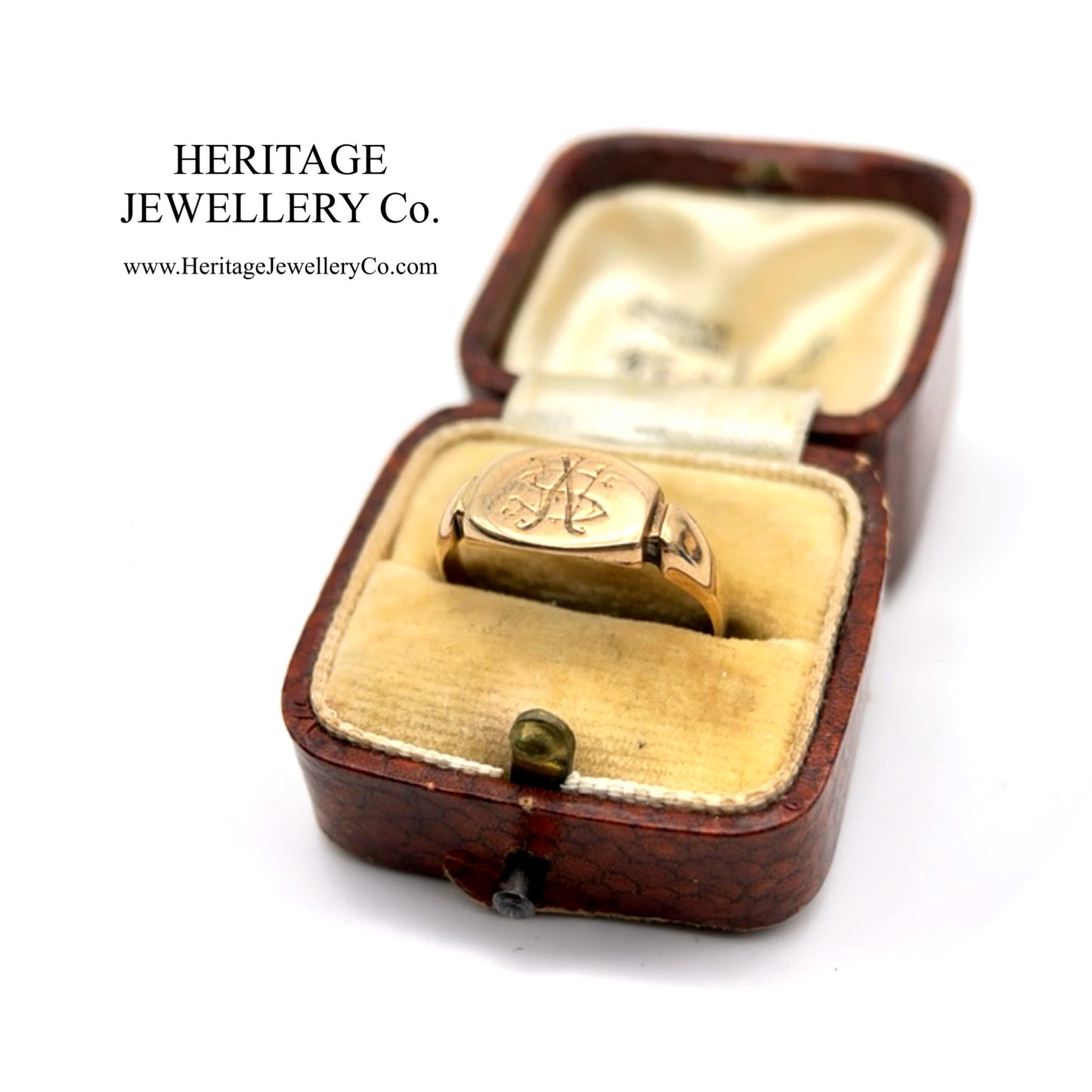 Vintage Rose Gold Shield Signet Ring (c. 1928)