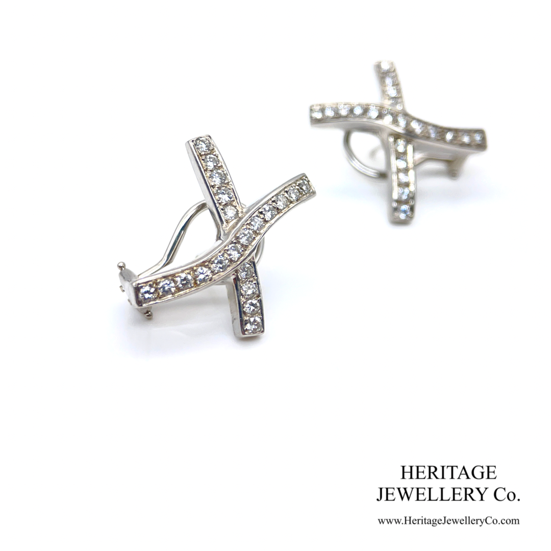 Vintage Diamond ‘X’ Earrings (18ct white gold)