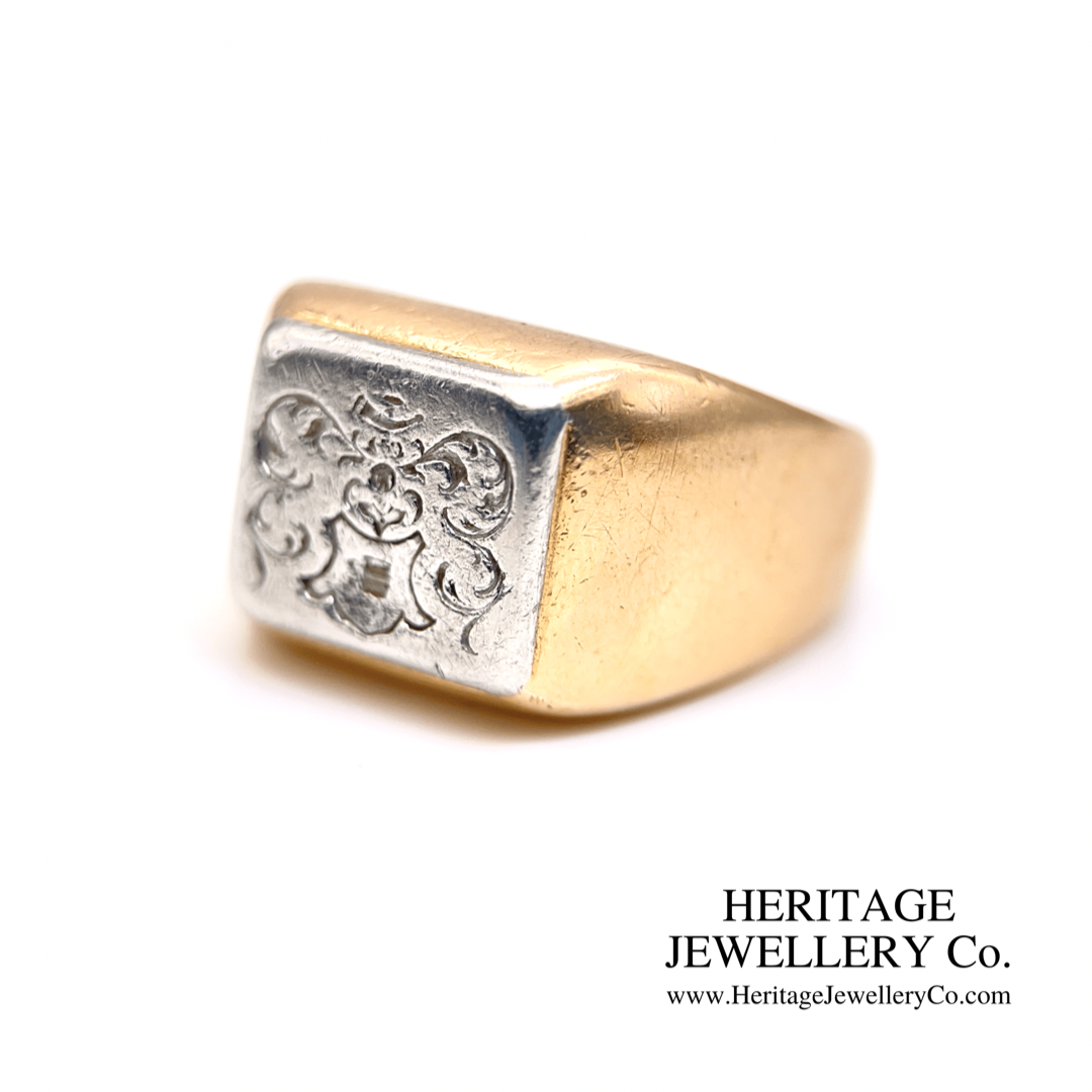 Antique French Platinum and Gold Signet Ring