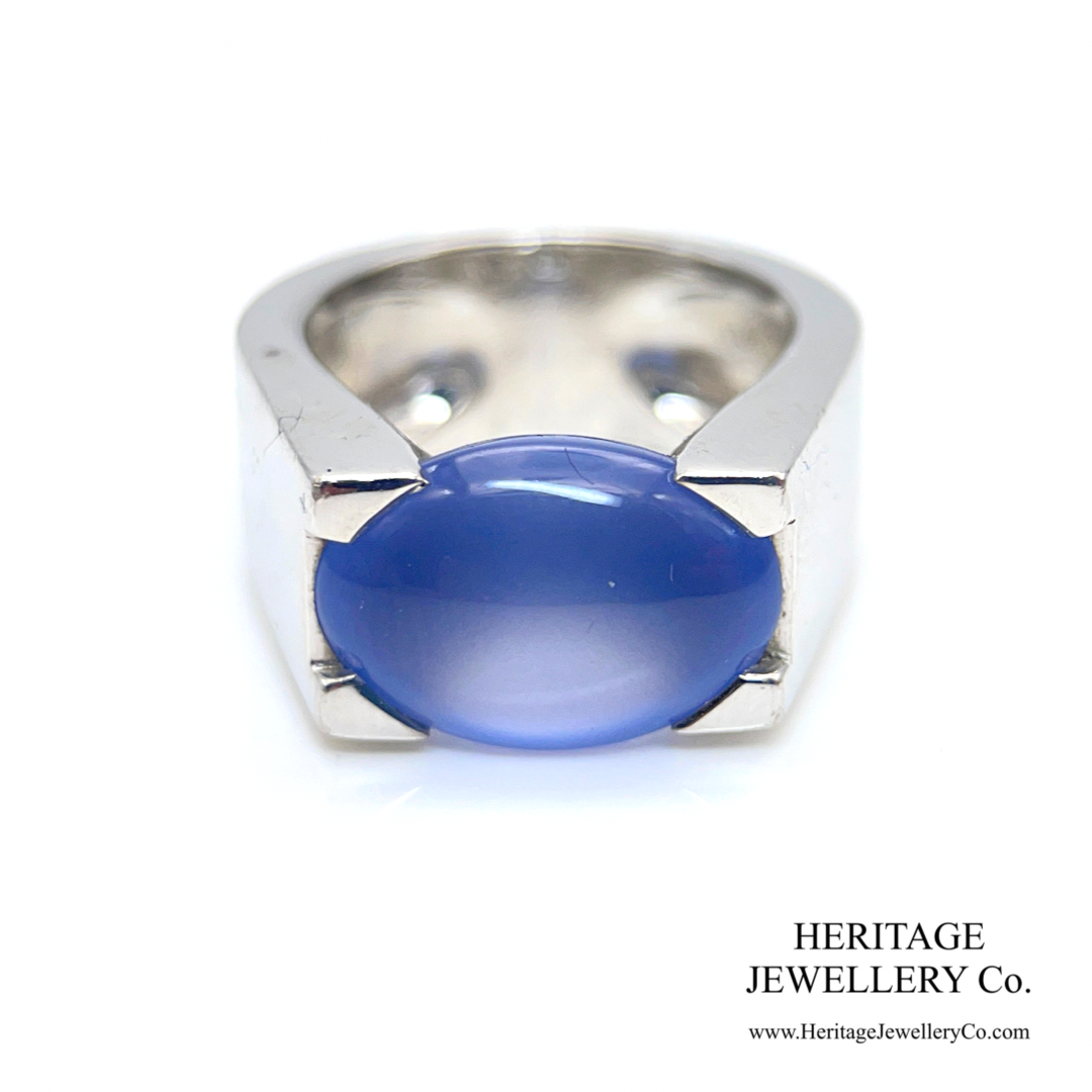 Vintage Cartier White Gold Blue Chalcedony Ring