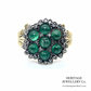 Cabochon Emerald and Rose Diamond Ring