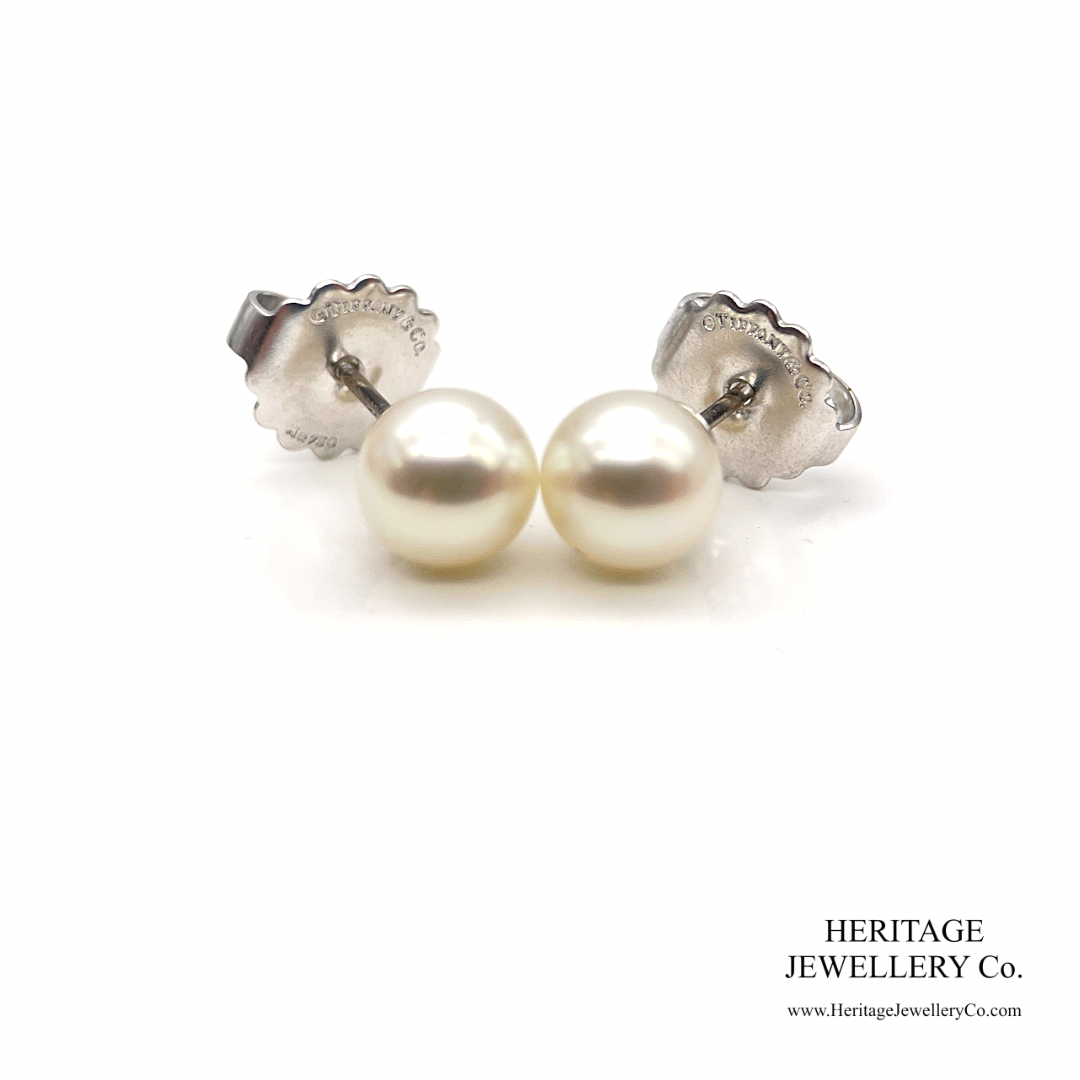 Tiffany Signature Pearl Ear Studs (18ct White Gold)