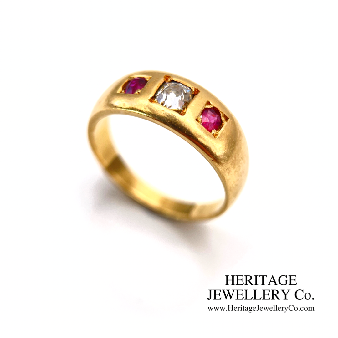 RESERVED - Antique Ruby and Diamond Gypsy Ring
