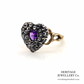 Victorian Diamond and Amethyst Heart Ring