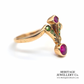 Art Nouveau Red and Green Garnet Ring