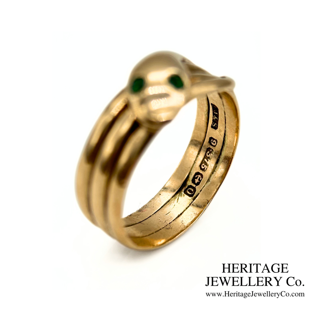 Antique Emerald Snake Ring