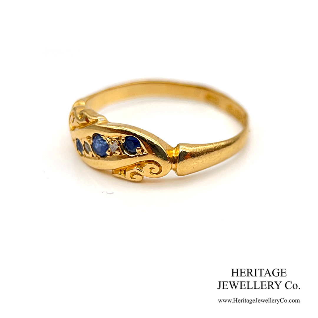 Antique Sapphire and Diamond Gypsy Ring (c. 1906)