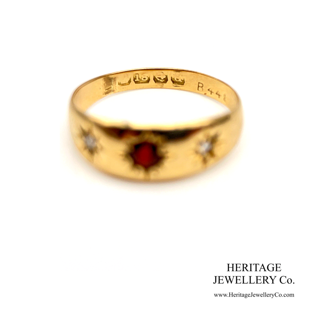 Antique Garnet and Diamond Gypsy Ring (c. 1919)