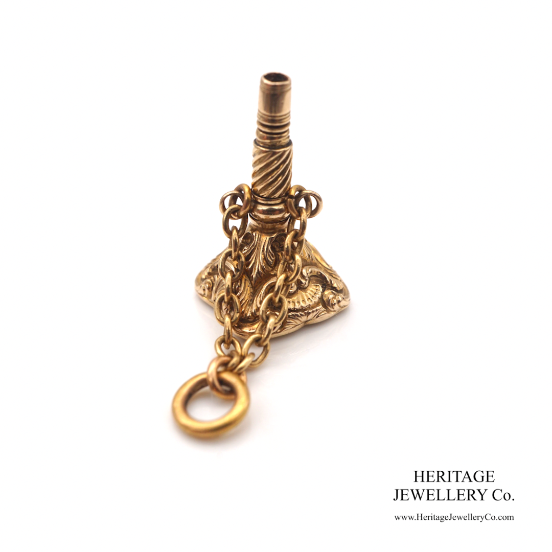 Antique Gold & Amethyst Fob Watch Key Pendant