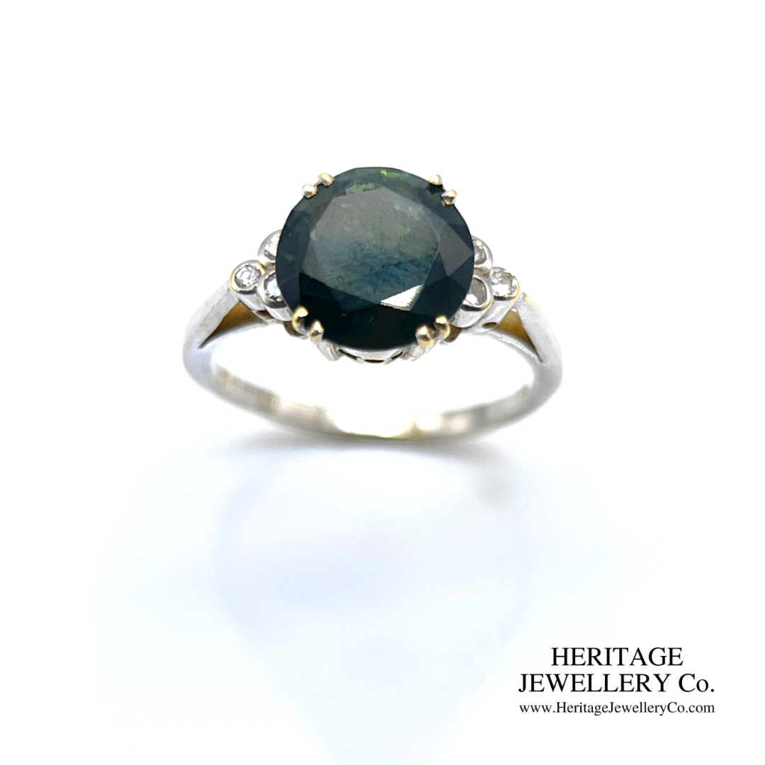 Green Sapphire and Diamond Ring