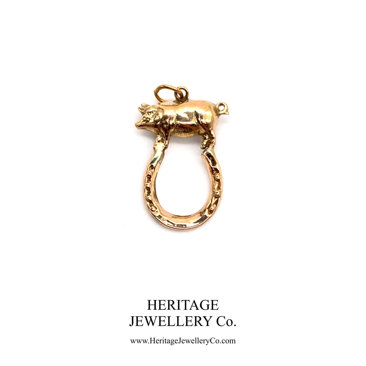 Victorian Pig and Horseshoe Lucky Pedant / Charm (9ct gold; c.1890-1900)