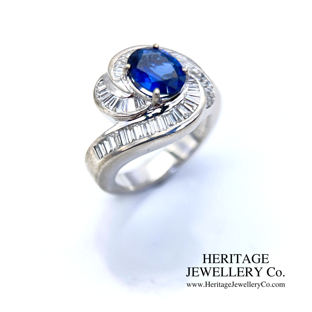 Sapphire & Diamond Twist Cluster Ring