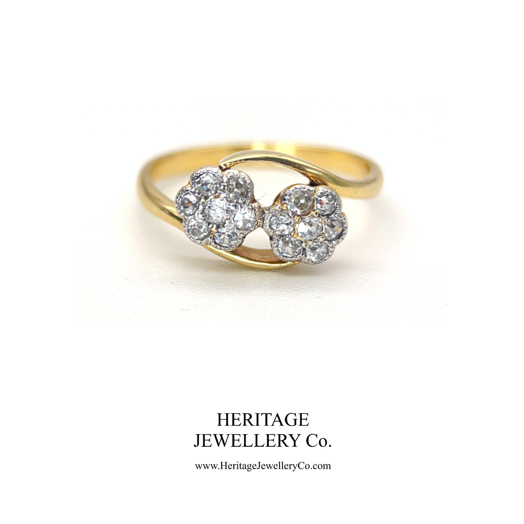 Antique Diamond Twin Daisy Cluster Ring