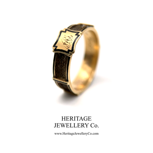 Antique Victorian Memory Mourning Ring (c. 1855; 9ct Gold)