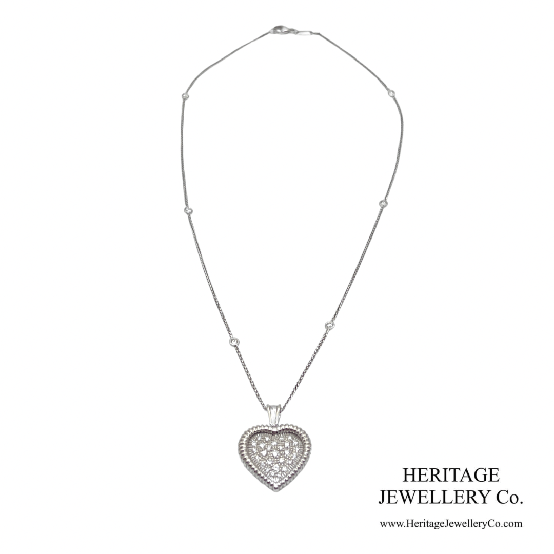 Vintage White Gold & Diamond Heart Pendant