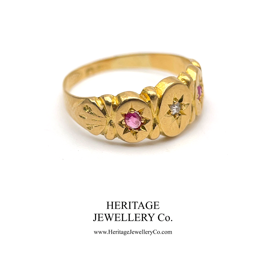 Edwardian Ruby and Diamond Ring (18ct gold; c. 1900-1910)