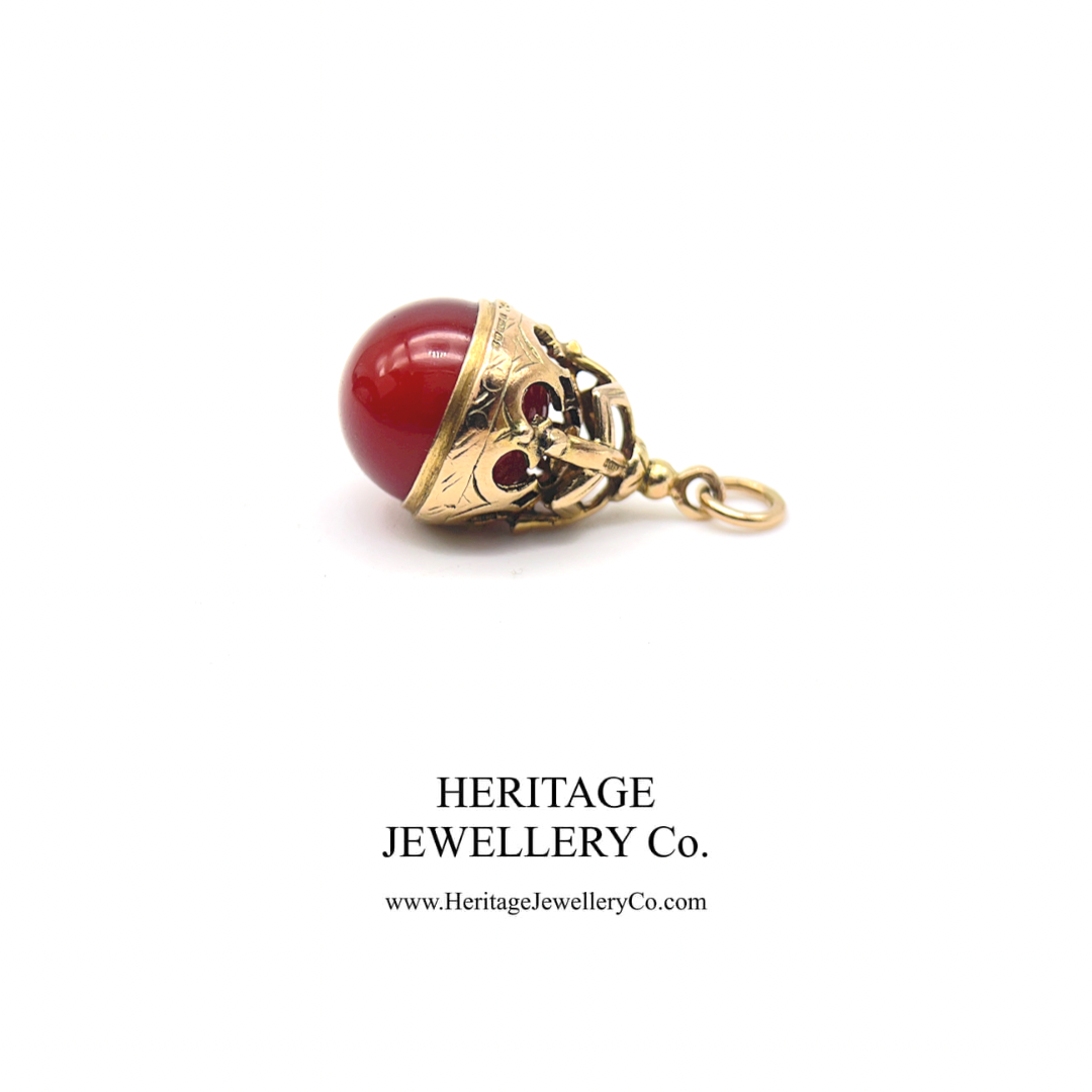 Gold Carnelian Orb Fob Seal Pendant