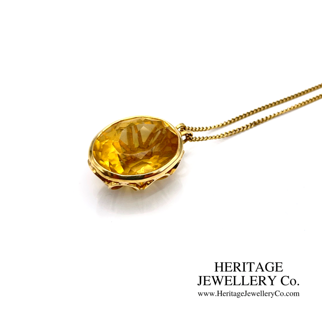 Important French Citrine Pendant with Chain (18ct gold)