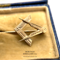 Large Antique Gold Masonic Set Square and Compass Pin (boxed)