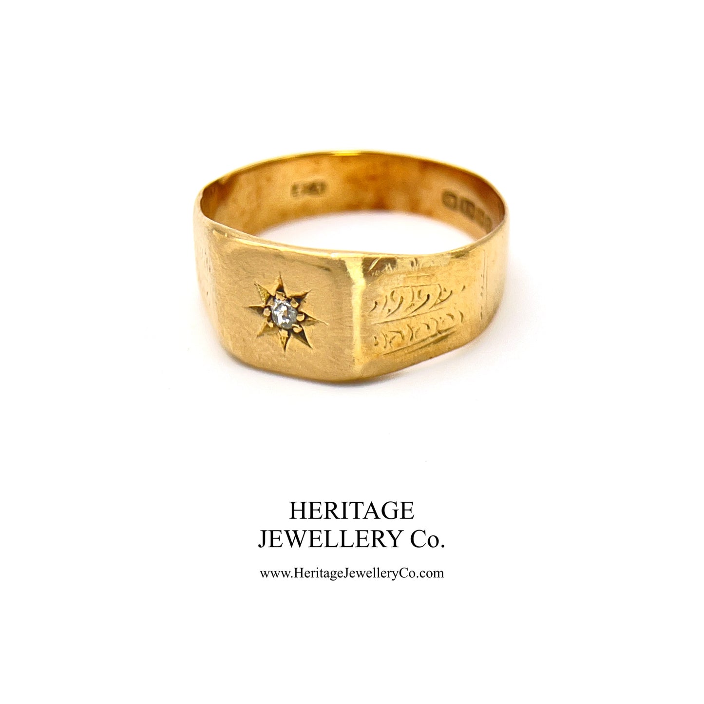 Engraved Diamond Gypsy Ring