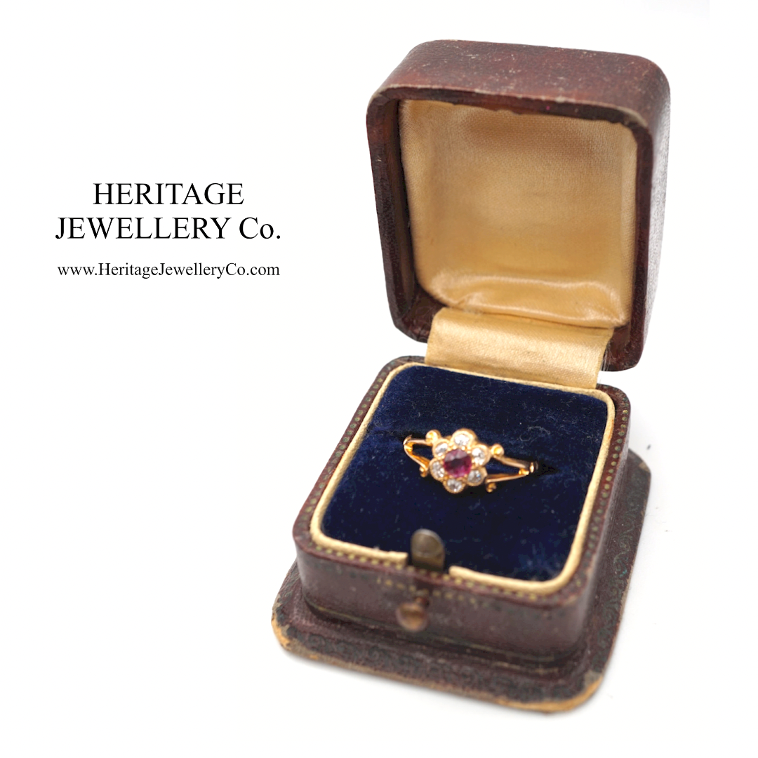 Antique Ruby & Diamond Daisy Ring