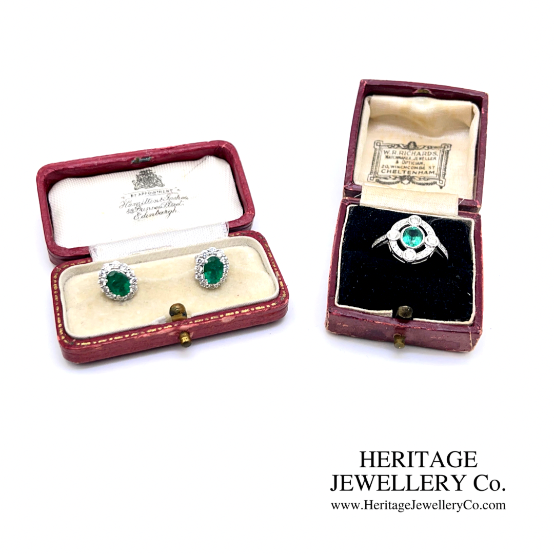 Fine Emerald & Diamond Cluster Earrings