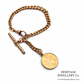 Antique Curb Chain Bracelet with T-Bar and Medallion
