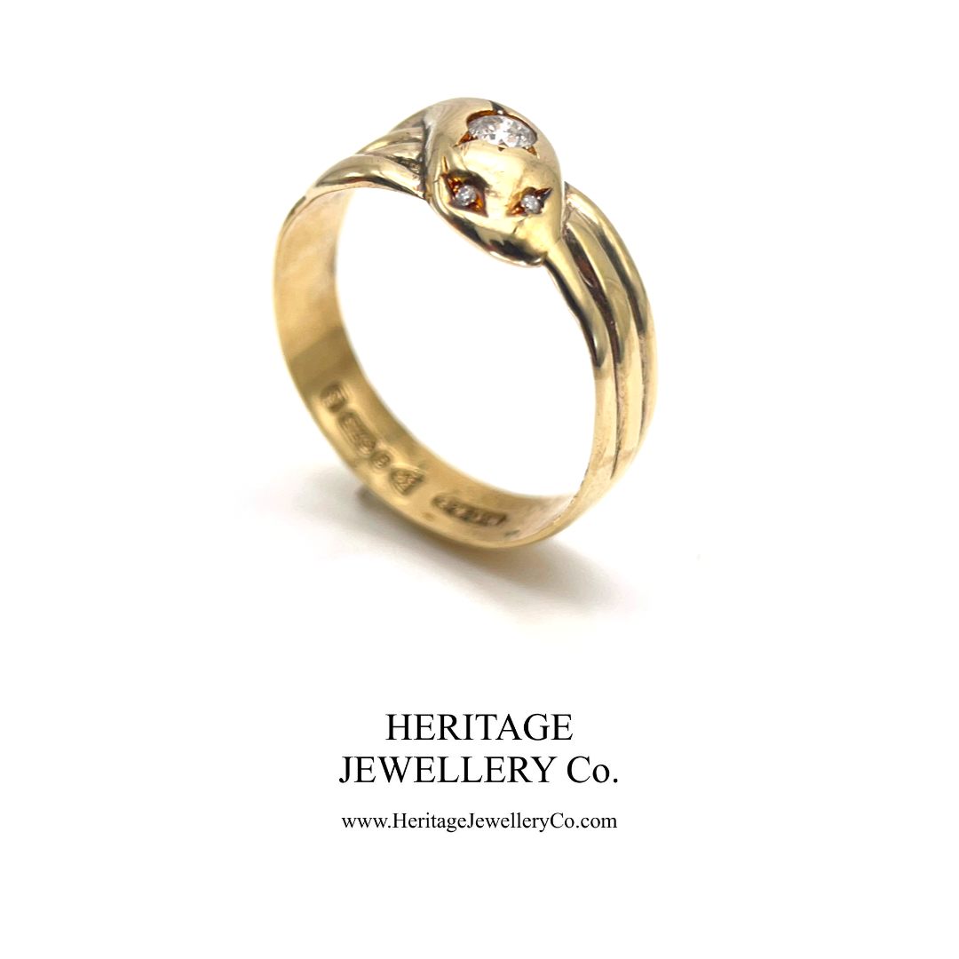 Snake Ring with Old Cut Diamonds (9ct Gold; c. 1936)