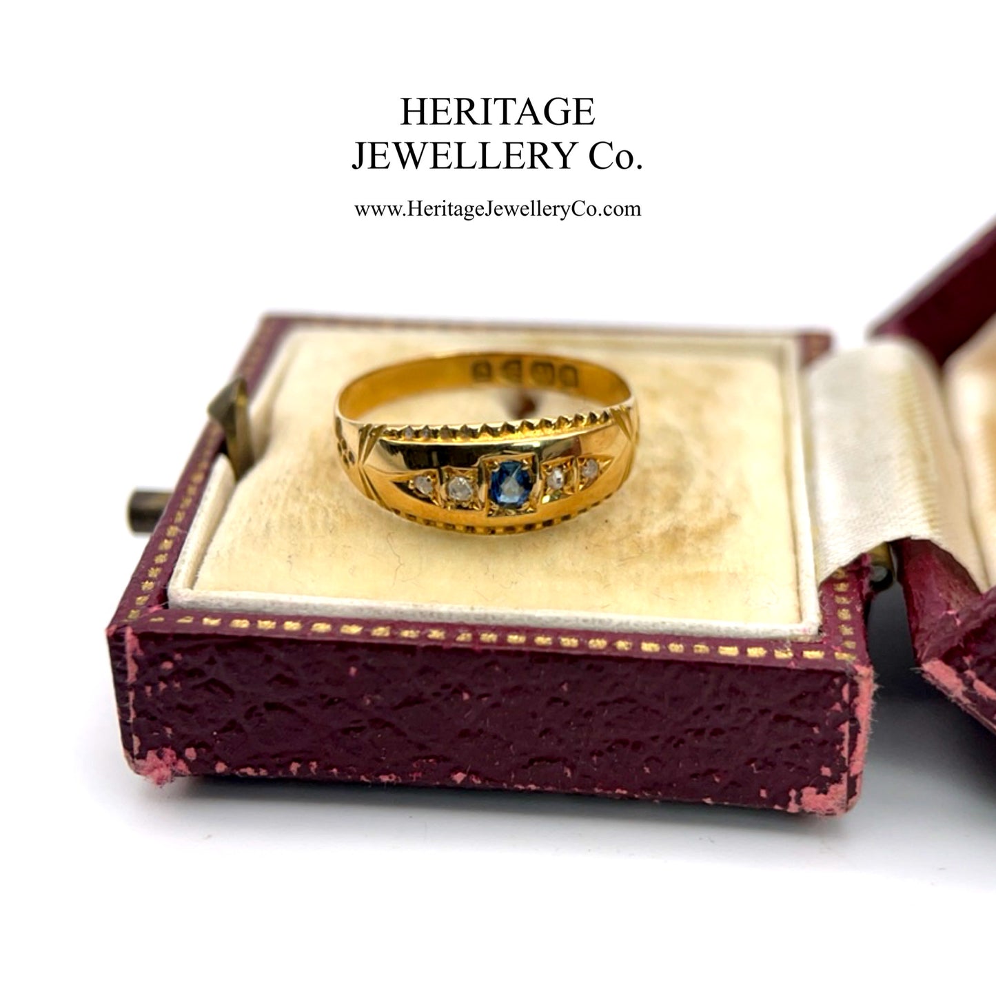 Antique Sapphire and Diamond Gypsy Ring (c. 1899)