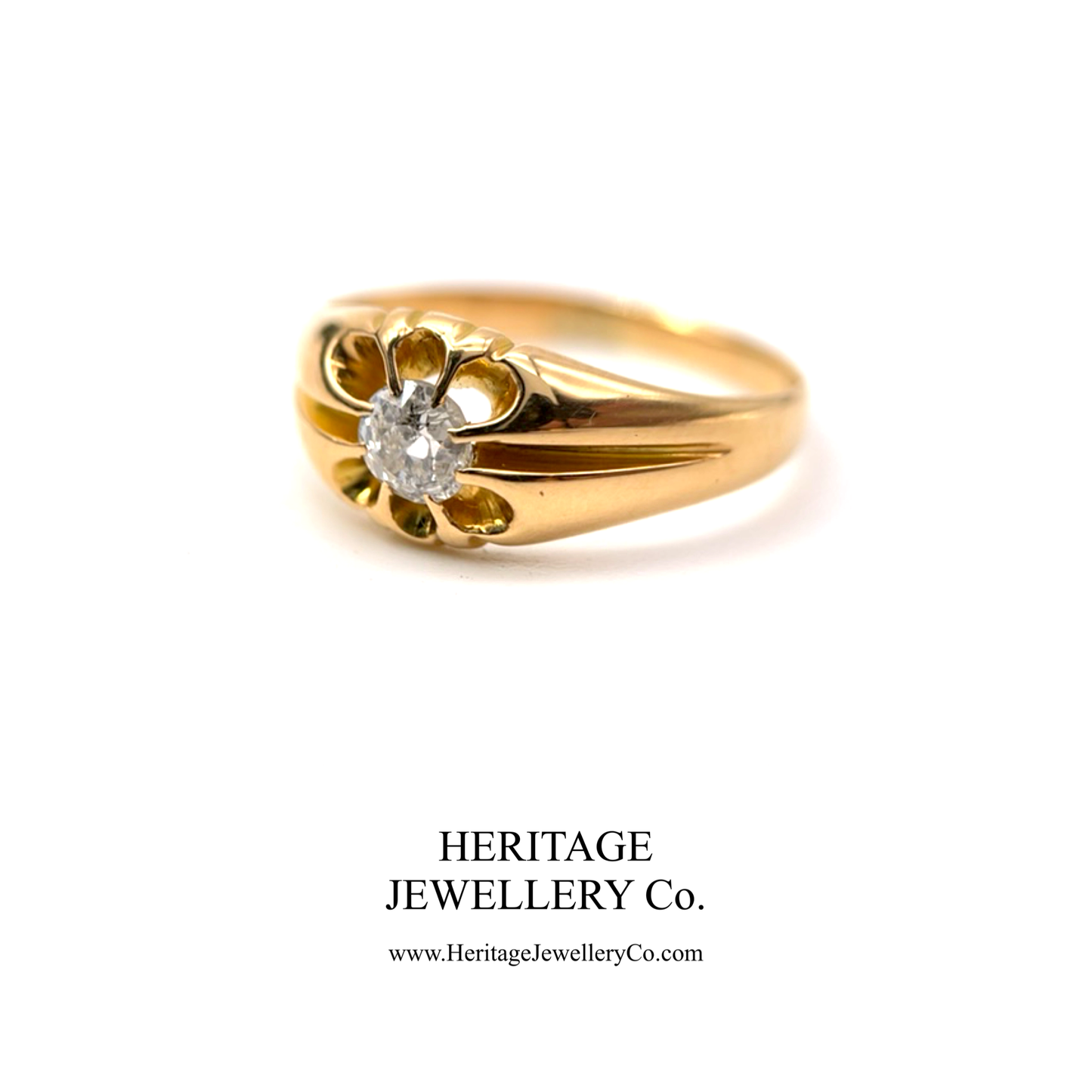 Antique Solitaire Diamond Gypsy Ring (c. 1870-1900)
