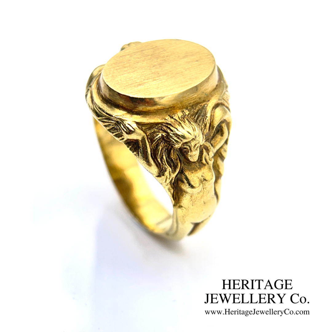 Art Nouveau Gold Signet Ring